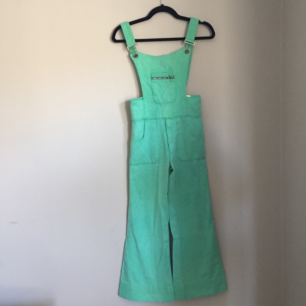 Vintage green bell bottom overalls coveralls XXS - Picture 1 of 16